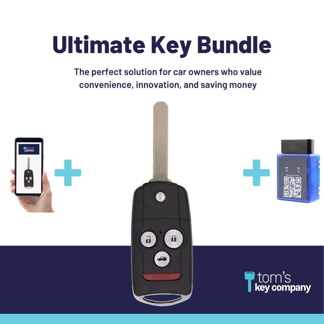 Ultimate Remote Key Bundle with Programming Tool, Aftermarket 4-Button Remote Key and Key By Photo for Select Acura Vehicles (ACUCK-4B-890-K-UKB)