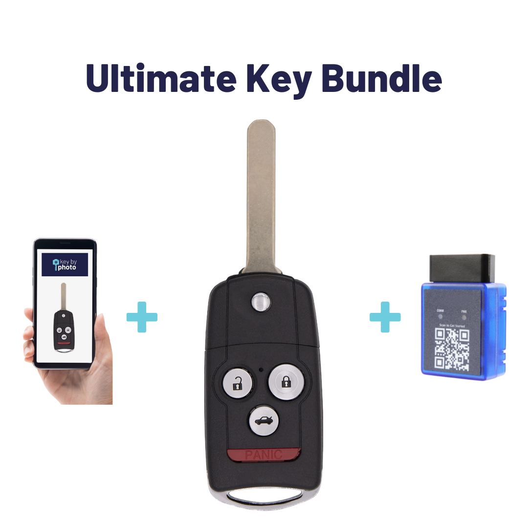 Ultimate Remote Key Bundle with Programming Tool, Aftermarket 4-Button Remote Key and Key By Photo for Select Acura Vehicles (ACUCK-4B-890-K-UKB)