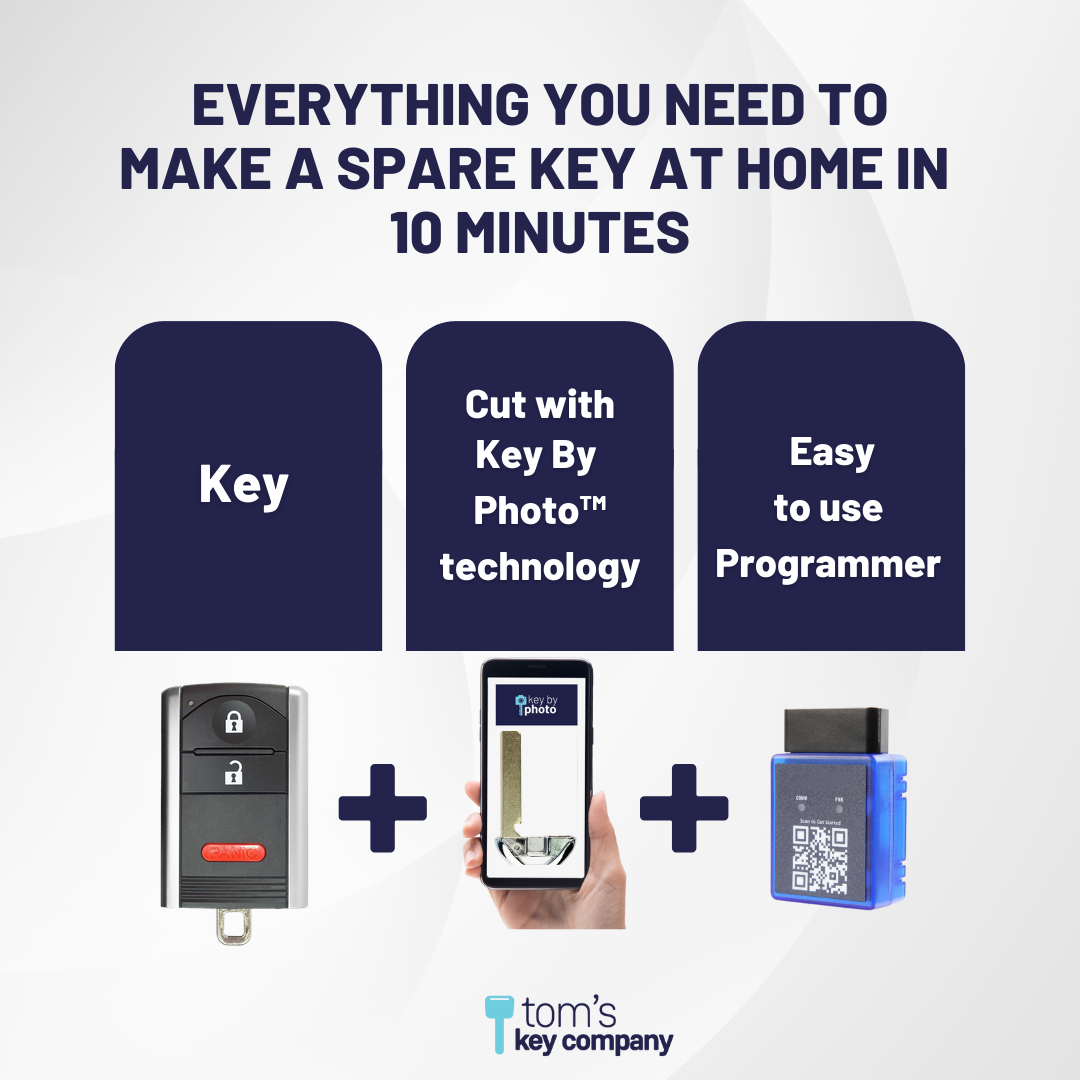 Ultimate Smart Key Bundle with Programming Tool, Refurbished 3-Button Smart Key Fob and Key By Photo for Select Acura Vehicles (ACUSK-3B-909-RC-K-UKB)