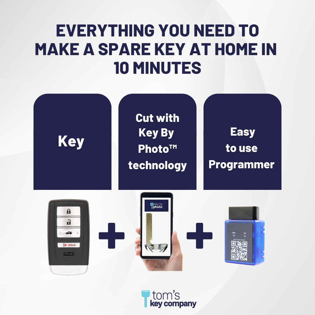 Ultimate Smart Key Bundle with Programming Tool, Refurbished 4-Button Smart Key Fob and Key By Photo for Select Acura Vehicles (ACUSK-4B-553-REF-K-UKB)