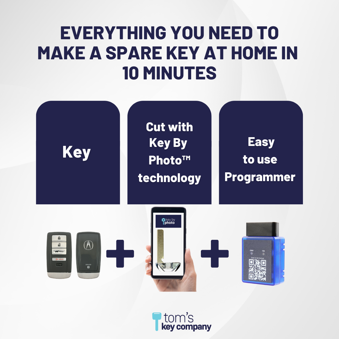 Ultimate Smart Key Bundle with Programming Tool, Refurbished 4-Button Smart Key Fob and Key By Photo for Select Acura Vehicles (ACUSK-4B-HR-918-REF-K-UKB)