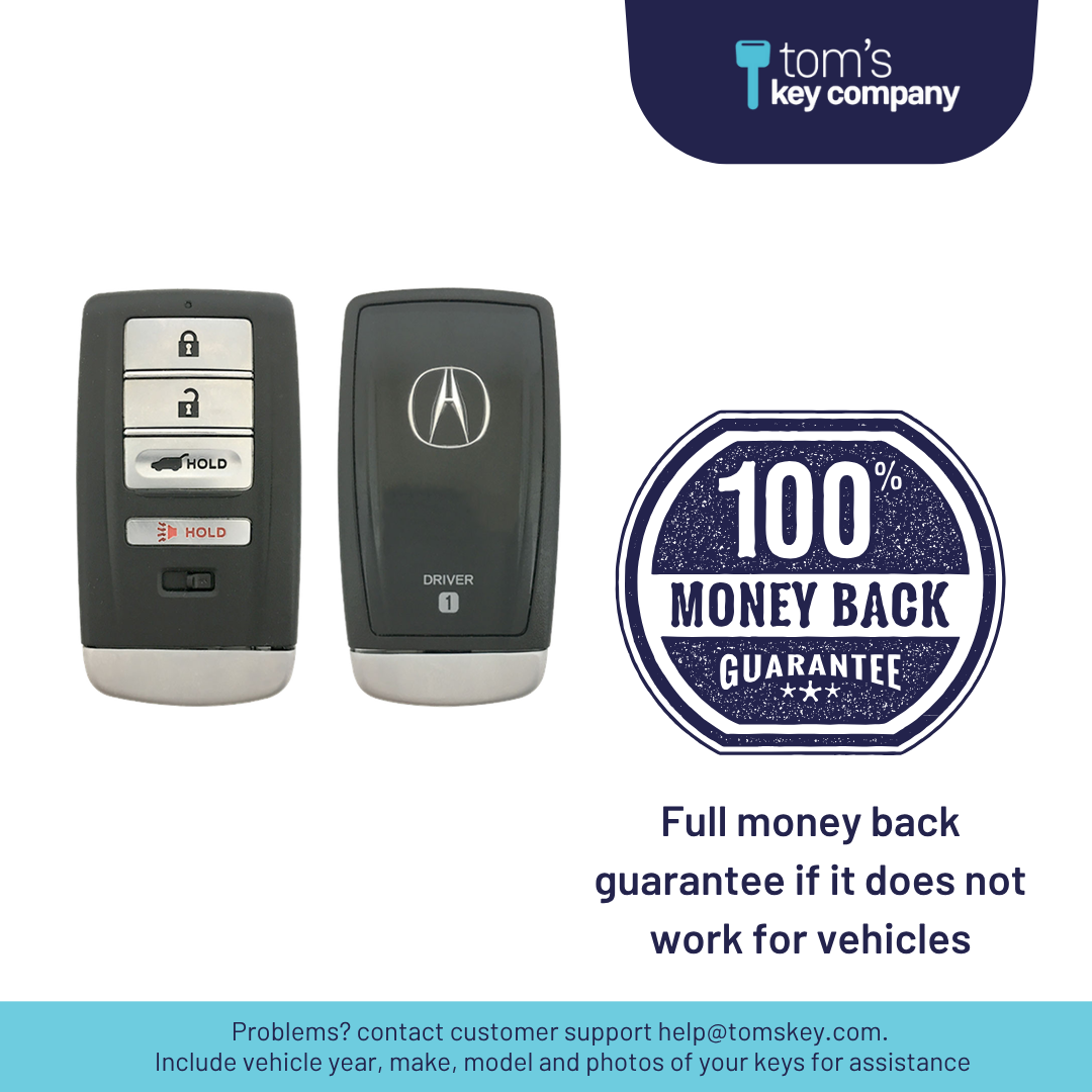 Like New Refurbished 4-Button Smart Key Fob with Lock, Unlock, Hatch Hold, Panic for Select Acura Vehicles (ACUSK-4B-HR-918-REF-K)