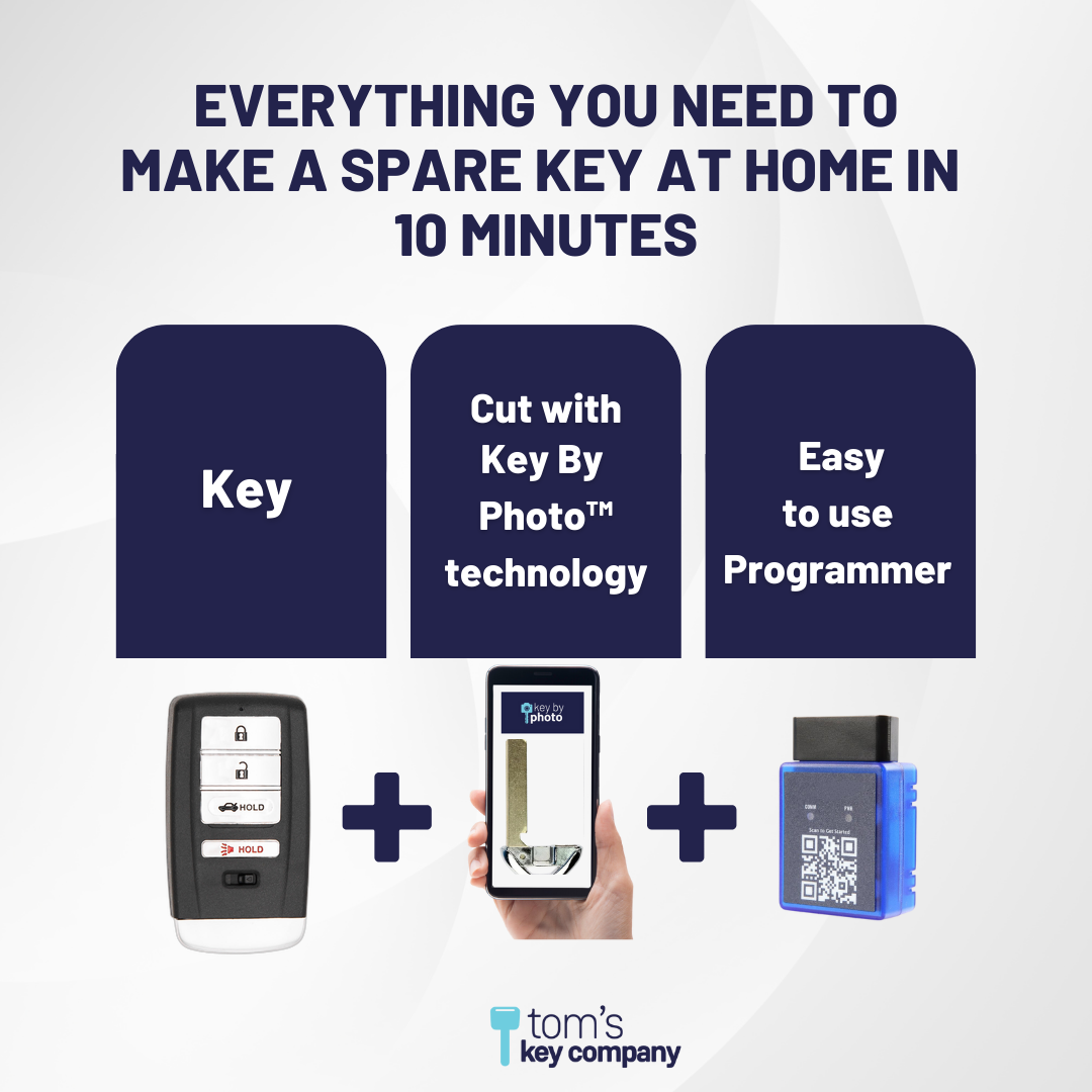 Ultimate Smart Key Bundle with Programming Tool, Refurbished 4-Button Smart Key Fob and Key By Photo for Select Acura Vehicles (ACUSK-4B-TR-909-K-UKB)