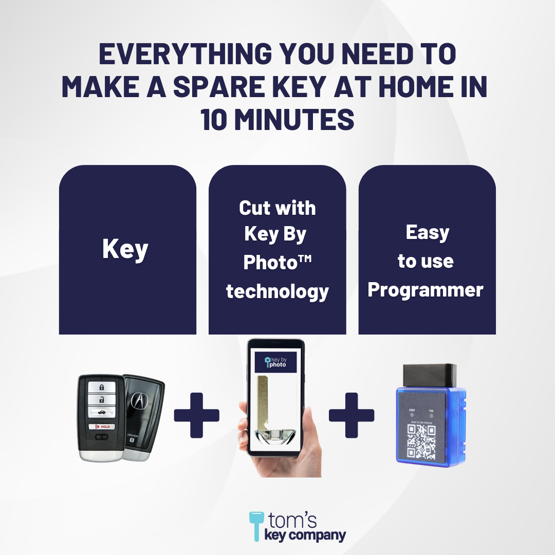 Ultimate Smart Key Bundle with Programming Tool, Refurbished 4-Button Smart Key Fob and Key By Photo for Select Acura Vehicles (ACUSK-4B-TR-913-REF-K-UKB)