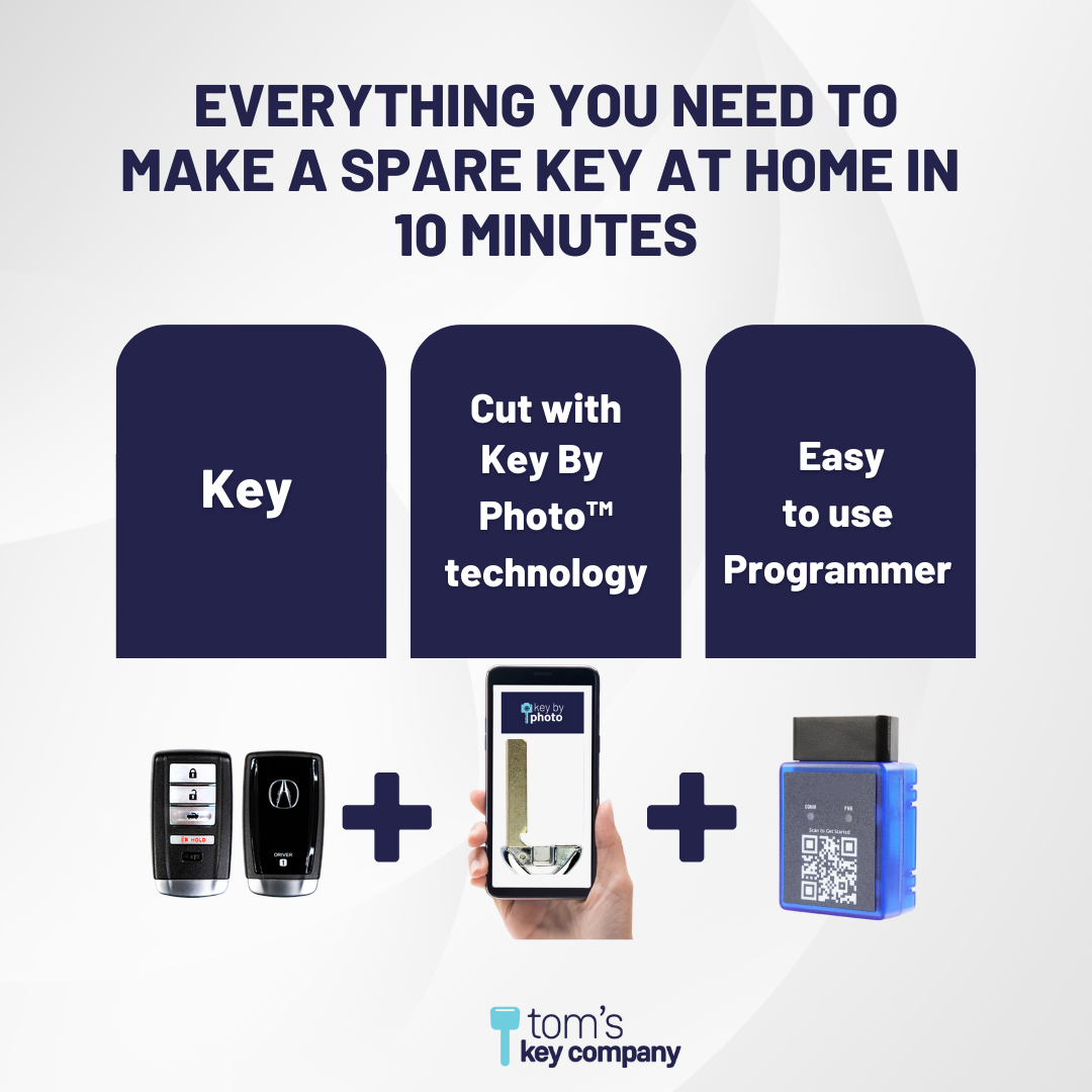 Ultimate Smart Key Bundle with Programming Tool, Refurbished 4-Button Smart Key Fob and Key By Photo for Select Acura Vehicles (ACUSK-4B-TR-924-REF-K-UKB)