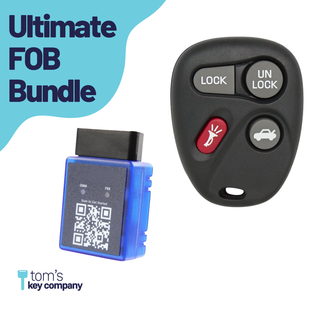Ultimate Remote FOB Bundle with Programming Tool and Aftermarket 4 Button Remote FOB for Select Buick, Cadillac and Pontiac Vehicles (BUIFOB-4B-585-K-UKB)
