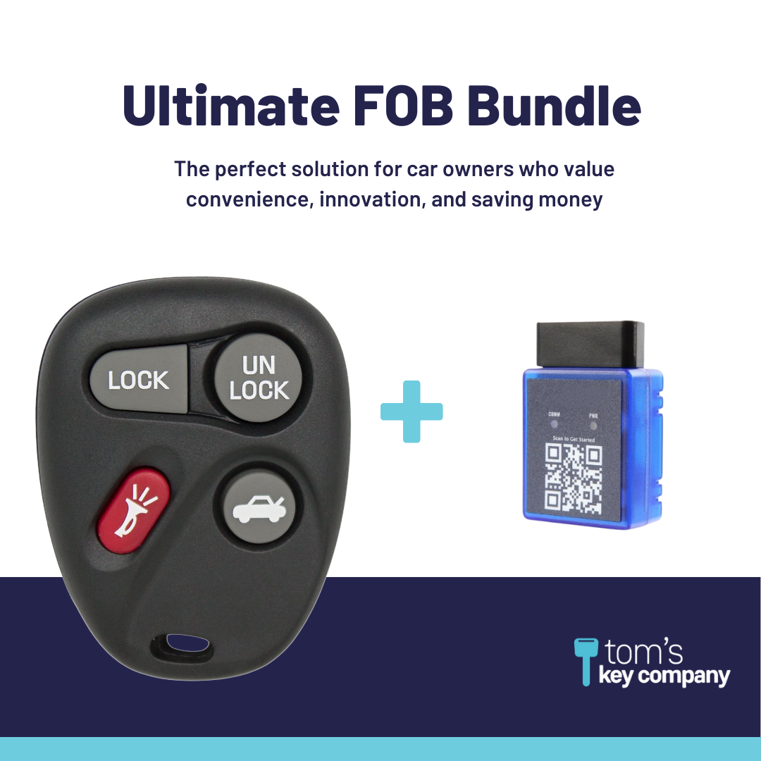 Ultimate Remote FOB Bundle with Programming Tool and Aftermarket 4 Button Remote FOB for Select Buick, Cadillac and Pontiac Vehicles (BUIFOB-4B-585-K-UKB)