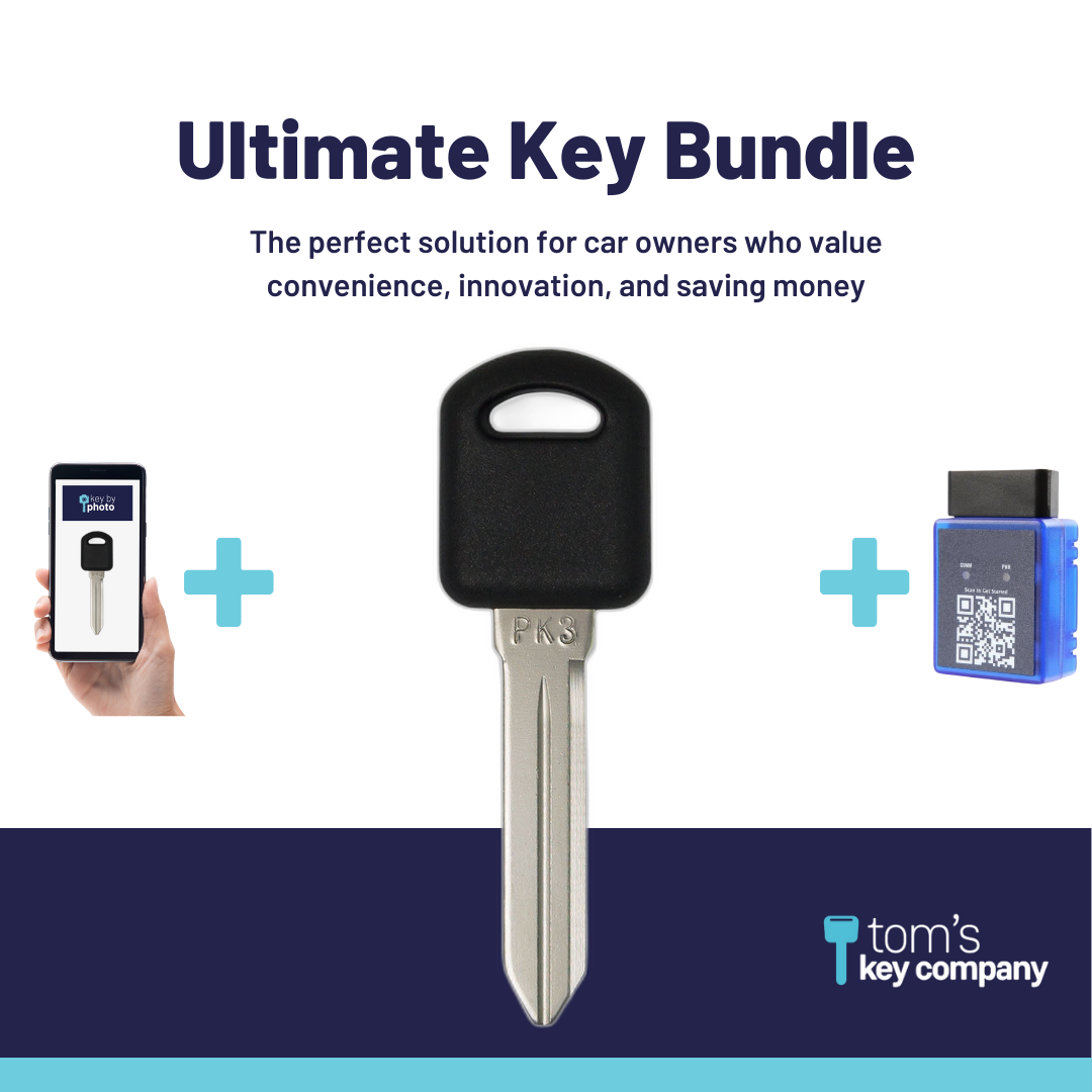Ultimate Key Bundle with Programming Tool, Aftermarket Transponder Key and Key By Photo for Select Buick, Chevrolet, Oldsmobile and Pontiac Vehicles (BUIKEY-7PT-K-UKB)