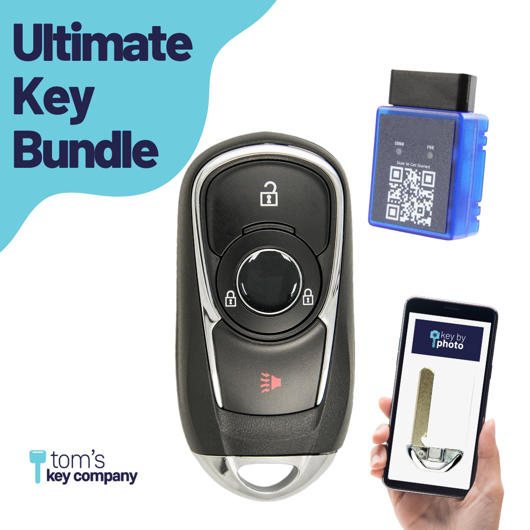 Ultimate Smart Key Bundle with Programming Tool, Refurbished 3-Button Smart Key Fob and Key By Photo for Select Buick Vehicles (BUISK-3B-896-K-UKB)