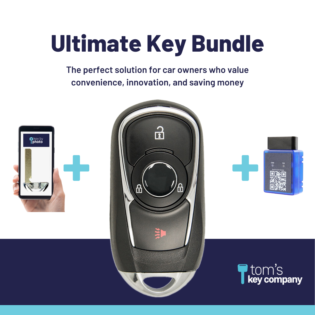 Ultimate Smart Key Bundle with Programming Tool, Refurbished 3-Button Smart Key Fob and Key By Photo for Select Buick Vehicles (BUISK-3B-896-K-UKB)