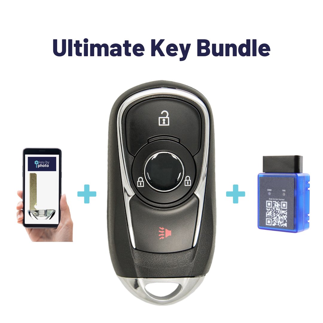 Ultimate Smart Key Bundle with Programming Tool, Refurbished 3-Button Smart Key Fob and Key By Photo for Select Buick Vehicles (BUISK-3B-896-K-UKB)