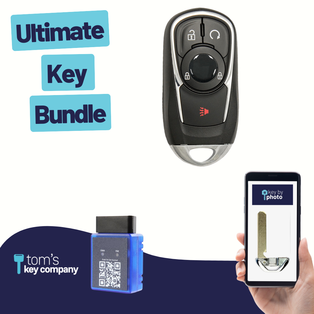 Ultimate Smart Key Bundle with Programming Tool, Refurbished 4-Button Smart Key Fob and Key By Photo for Select Buick Vehicles (BUISK-3B-897-K-UKB)