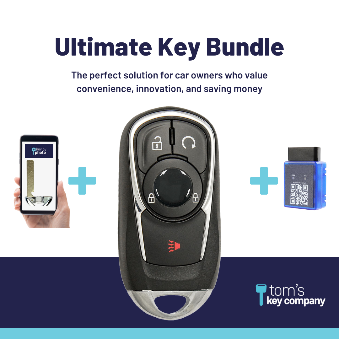 Ultimate Smart Key Bundle with Programming Tool, Aftermarket 4-Button Smart Key Fob and Key By Photo for Select Buick Vehicles (BUISK-3B-897-K-UKB)