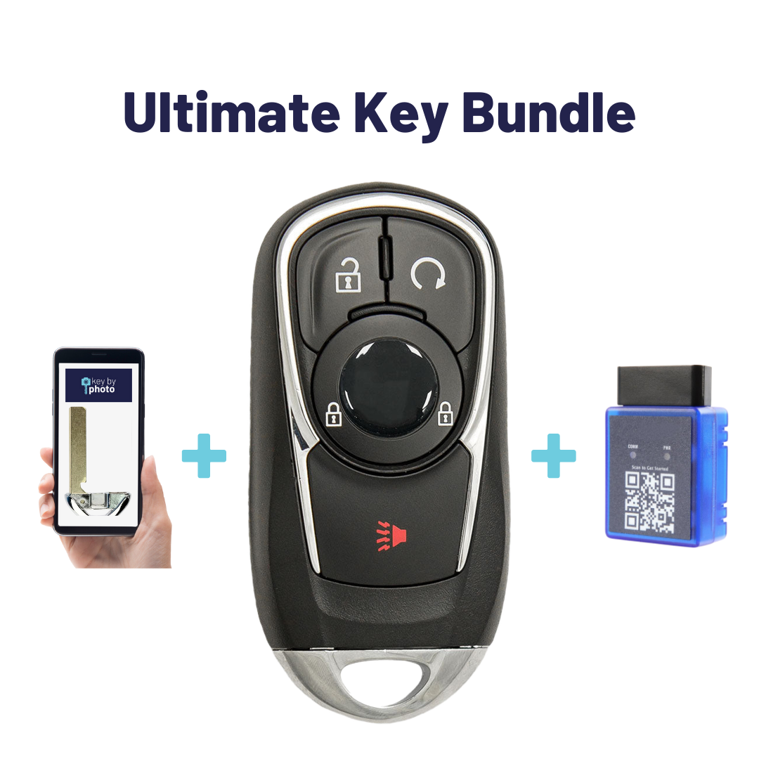 Ultimate Smart Key Bundle with Programming Tool, Aftermarket 4-Button Smart Key Fob and Key By Photo for Select Buick Vehicles (BUISK-3B-897-K-UKB)