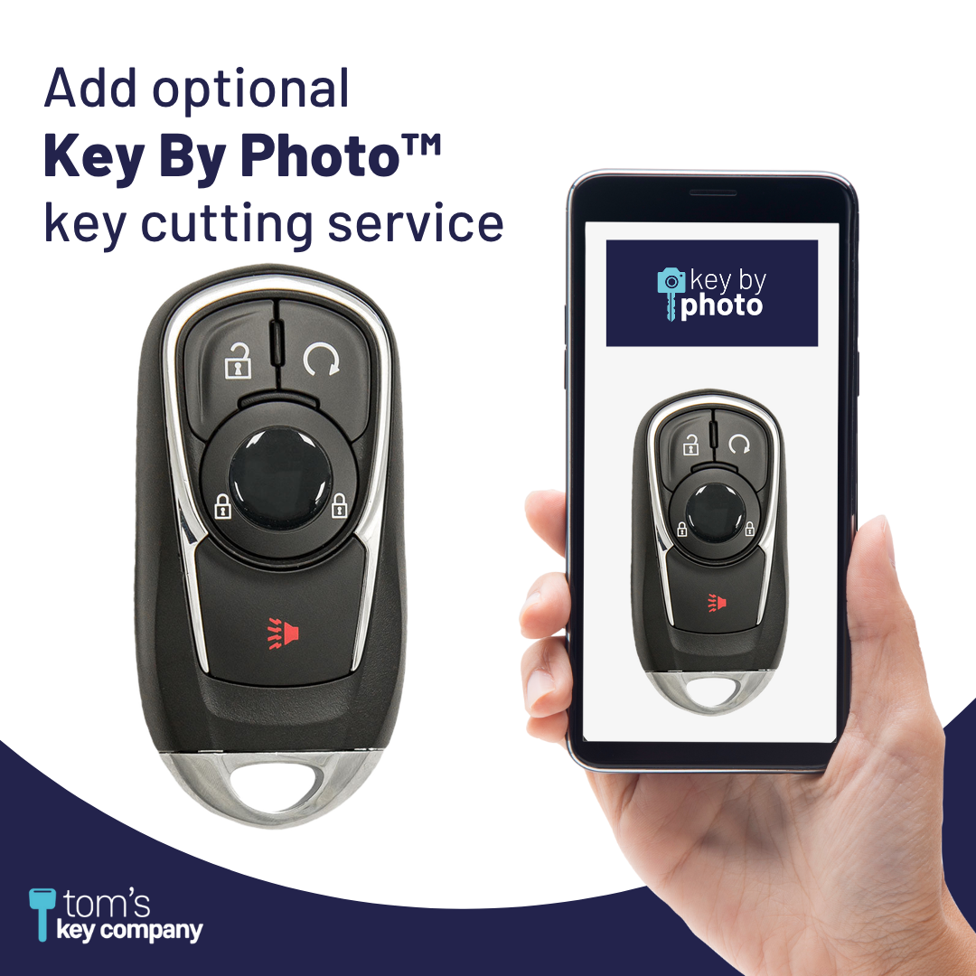 Brand New Aftermarket 4-Button Smart Key Fob with Lock, Unlock, Remote Start, Panic for Select Buick Vehicles (BUISK-3B-897-K)