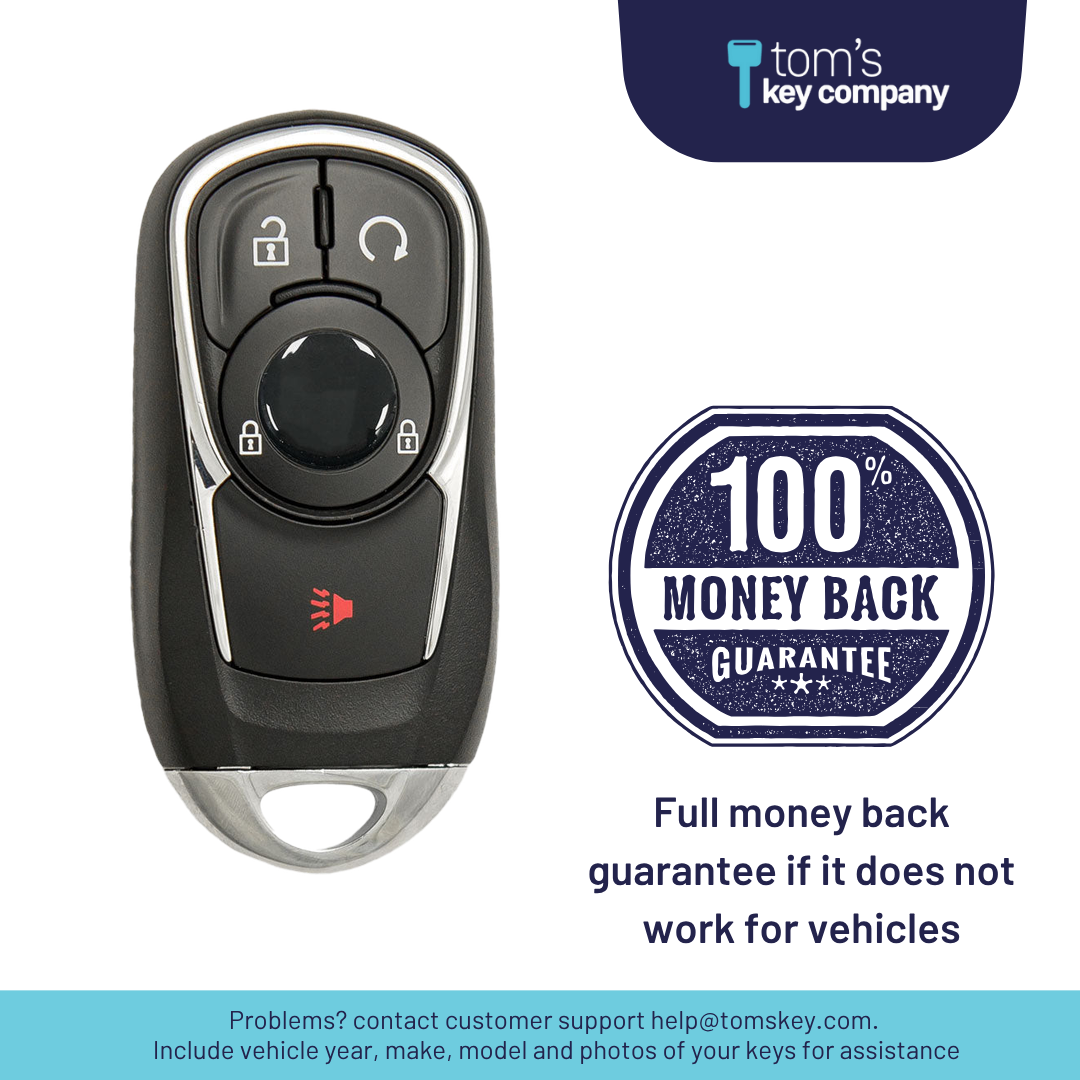 Brand New Aftermarket 4-Button Smart Key Fob with Lock, Unlock, Remote Start, Panic for Select Buick Vehicles (BUISK-3B-897-K)