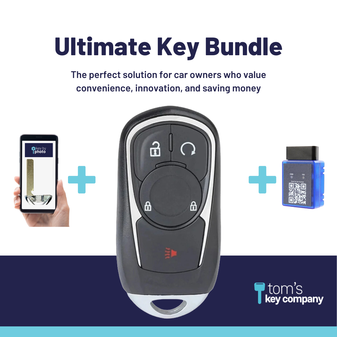 Ultimate Smart Key Bundle with Programming Tool, Aftermarket 4-Button Smart Key Fob and Key By Photo for Select Buick Vehicles (BUISK-4B-936-K-UKB)