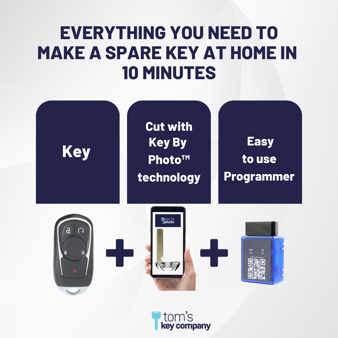 Ultimate Smart Key Bundle with Programming Tool, Aftermarket 4-Button Smart Key Fob and Key By Photo for Select Buick Vehicles (BUISK-4B-936-K-UKB)