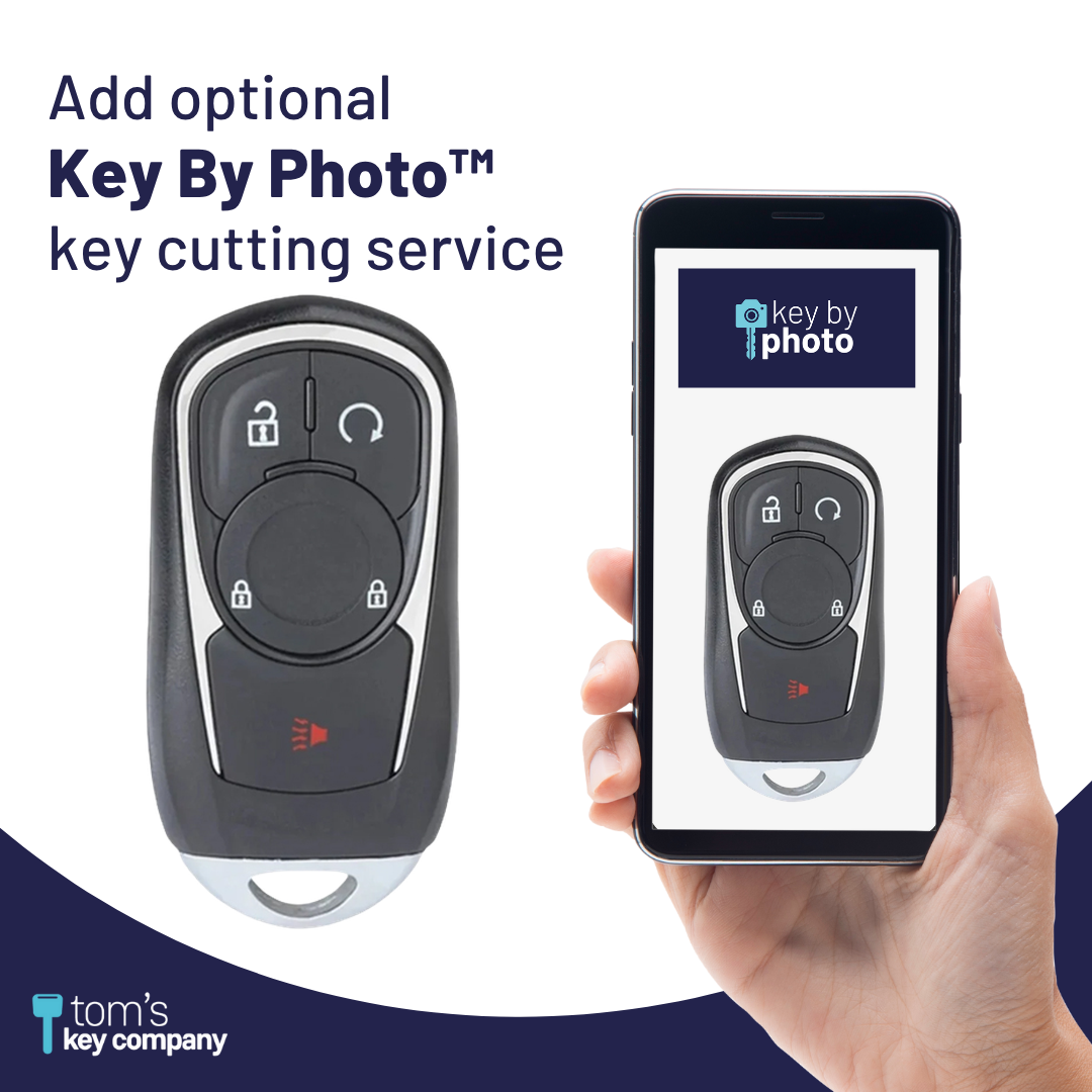Like New Refurbished 4-Button Smart Key Fob with Lock, Unlock, Remote Start, Panic for Select Buick Vehicles (BUISK-4B-936-K)