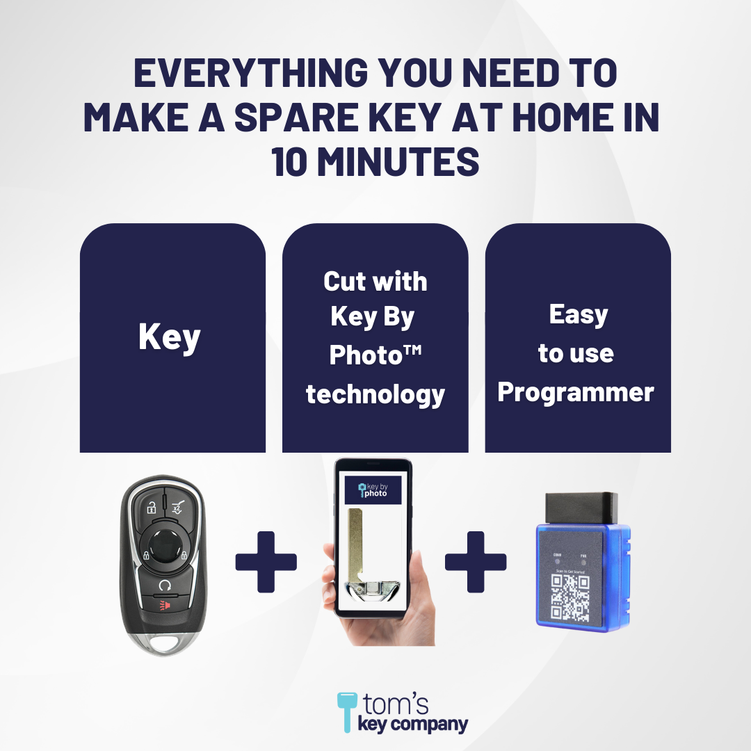 Ultimate Smart Key Bundle with Programming Tool, Refurbished 5-Button Smart Key Fob and Key By Photo for Select Buick Vehicles (BUISK-5B-895-K-UKB)