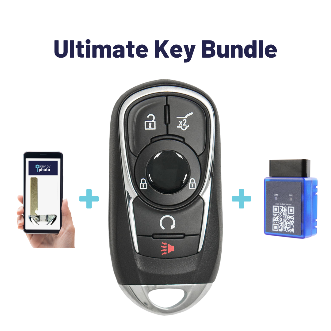 Ultimate Smart Key Bundle with Programming Tool, Refurbished 5-Button Smart Key Fob and Key By Photo for Select Buick Vehicles (BUISK-5B-895-K-UKB)