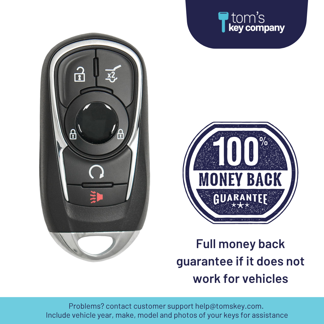 Brand New Aftermarket 5-Button Smart Key Fob with Lock, Unlock, Hatch, Remote Start, Panic for Select Buick Vehicles (BUISK-5B-895-K)