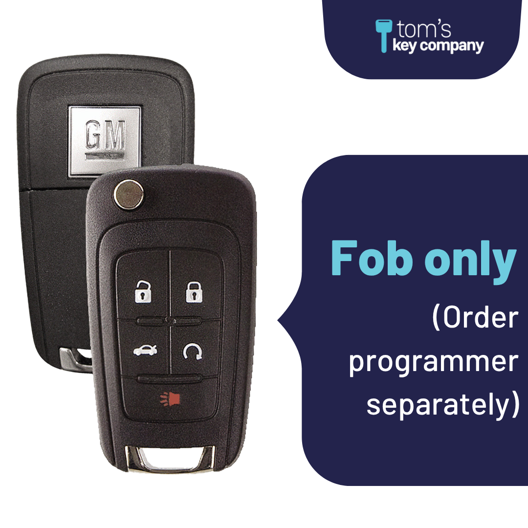 Like New Refurbished 5-Button Smart Key Fob with Lock, Unlock, Remote Start, Trunk, Panic for Select Buick Vehicles (BUISK-5B-RSTR-915-REF-K)