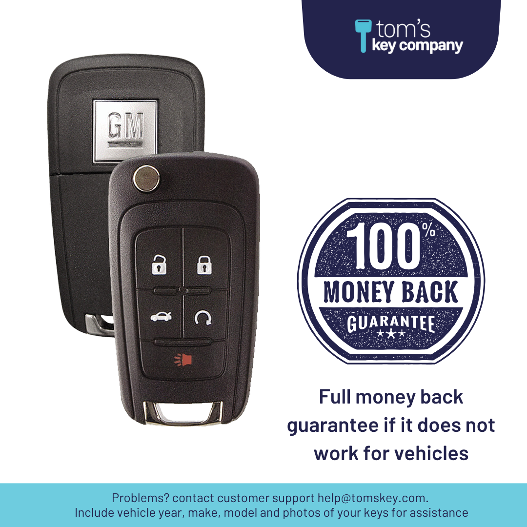 Like New Refurbished 5-Button Smart Key Fob with Lock, Unlock, Remote Start, Trunk, Panic for Select Buick Vehicles (BUISK-5B-RSTR-915-REF-K)