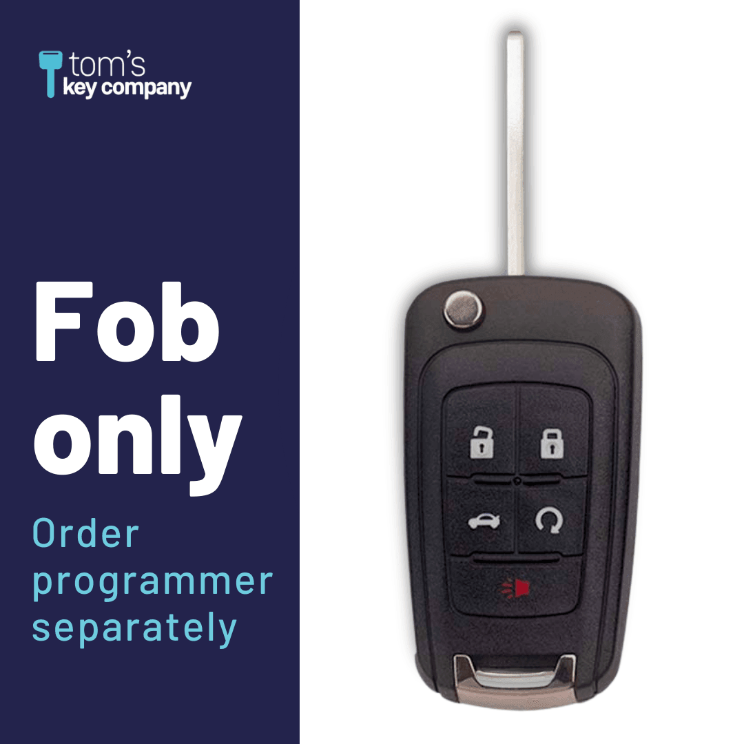 Brand New Aftermarket Smart Flip Emergency Key 5-Button with Trunk Release & Remote Start for Select Buick Vehicles (BUISK-5B-TRUNK-RS-FK)