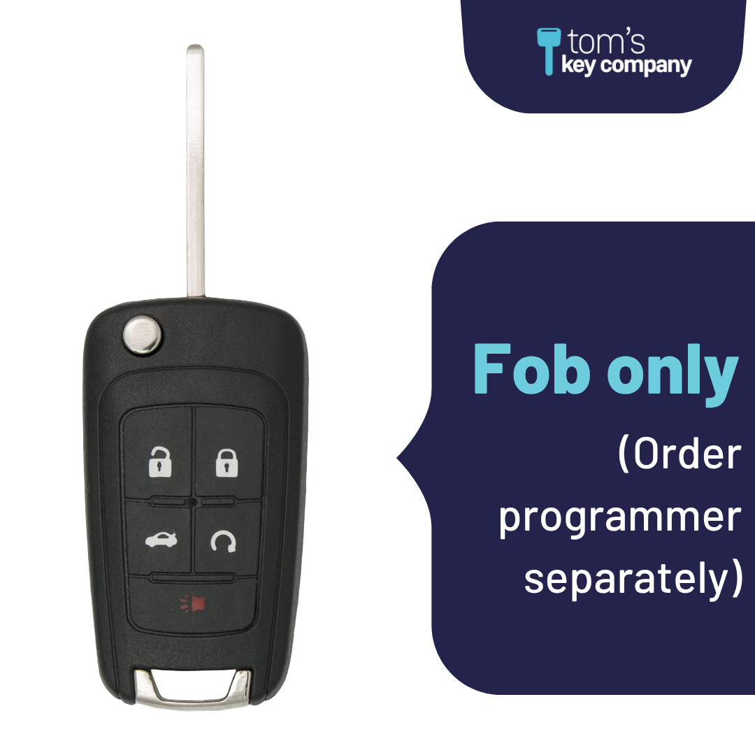 Brand New Aftermarket 5-Button Smart Key Fob with Lock, Unlock, Remote Start, Trunk, Panic for Select GMC Vehicles (BUISK-5B-TRUNK-RS-FK)