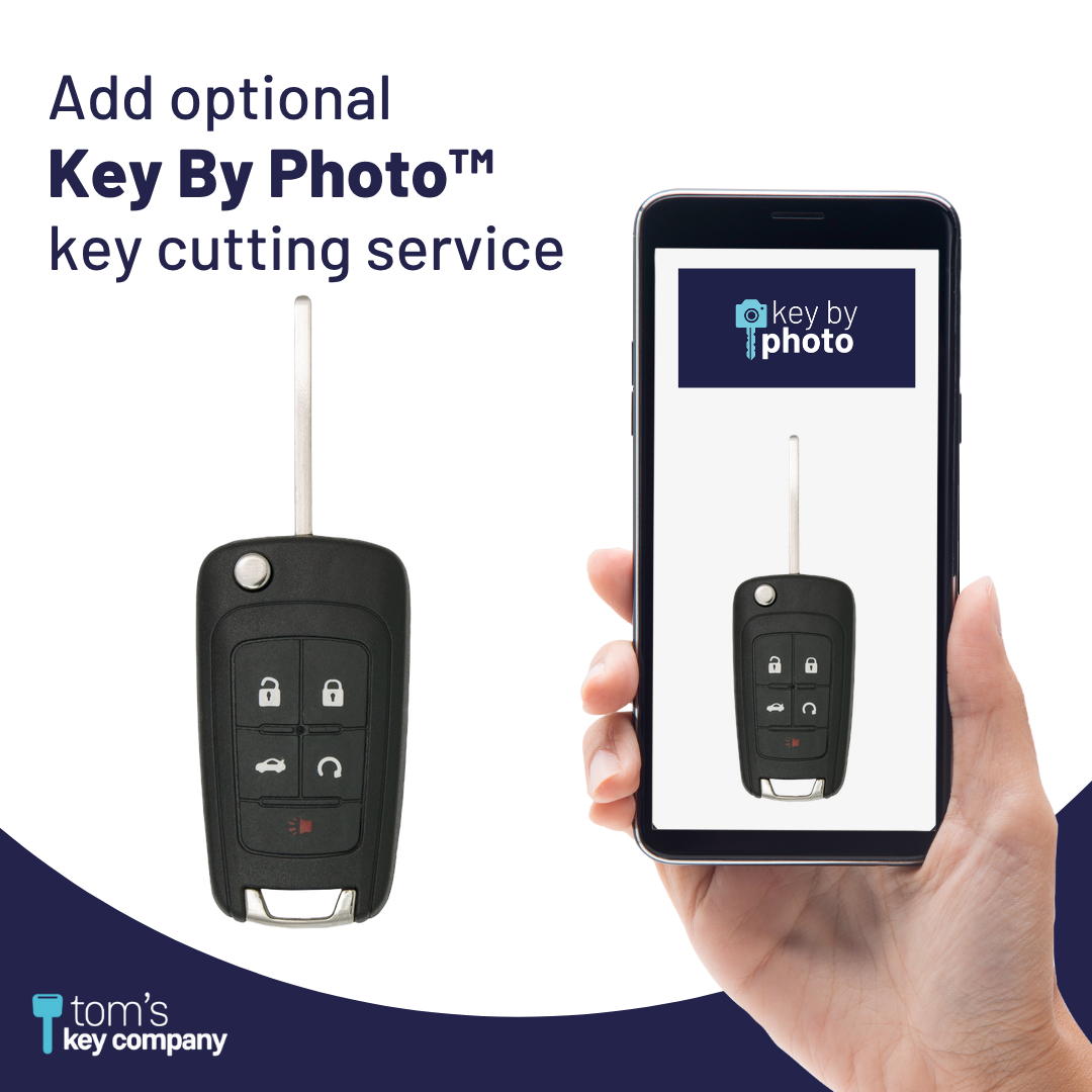 Brand New Aftermarket 5-Button Smart Key Fob with Lock, Unlock, Remote Start, Trunk, Panic for Select GMC Vehicles (BUISK-5B-TRUNK-RS-FK)