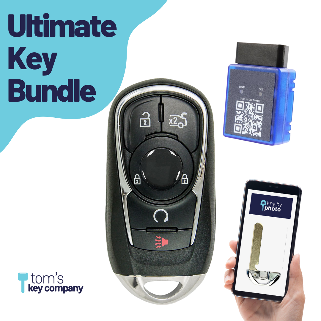 Ultimate Smart Key Bundle with Programming Tool, Refurbished 5-Button Smart Key Fob and Key By Photo for Select Buick Vehicles (BUISK-6B-857-K-UKB)