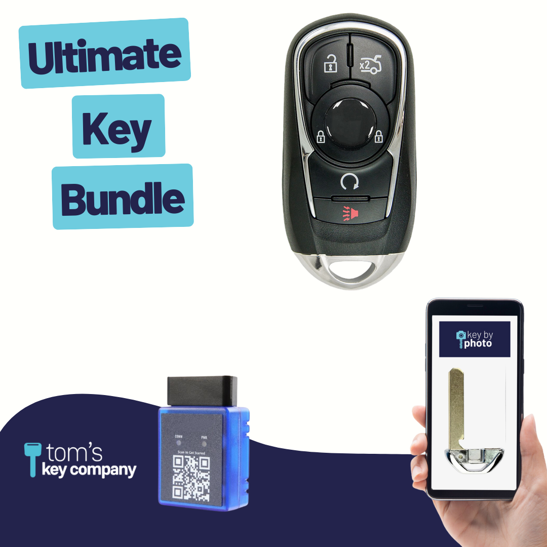 Ultimate Smart Key Bundle with Programming Tool, Refurbished 5-Button Smart Key Fob and Key By Photo for Select Buick Vehicles (BUISK-6B-857-K-UKB)