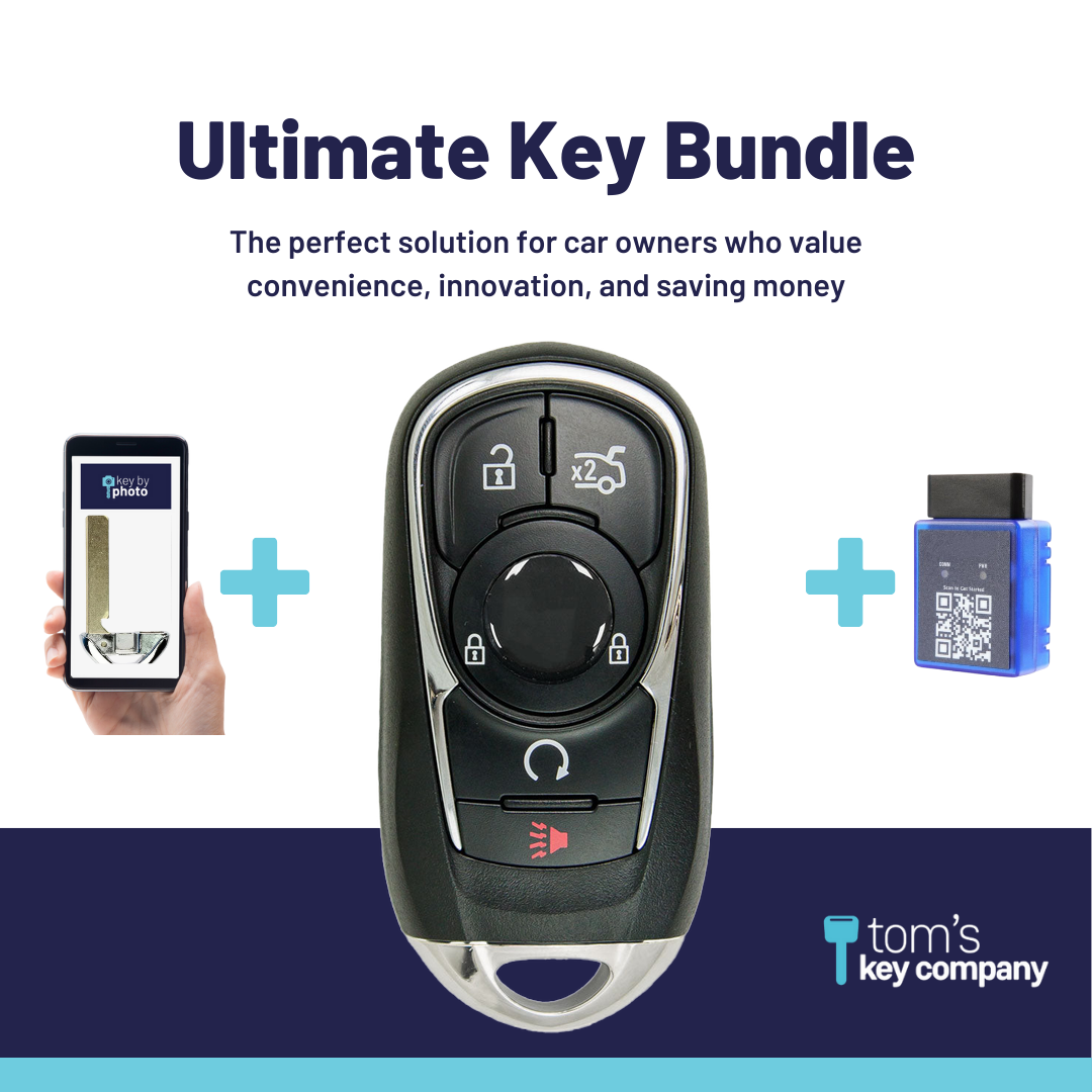 Ultimate Smart Key Bundle with Programming Tool, Aftermarket 5-Button Smart Key Fob and Key By Photo for Select Buick Vehicles (BUISK-6B-857-K-UKB)