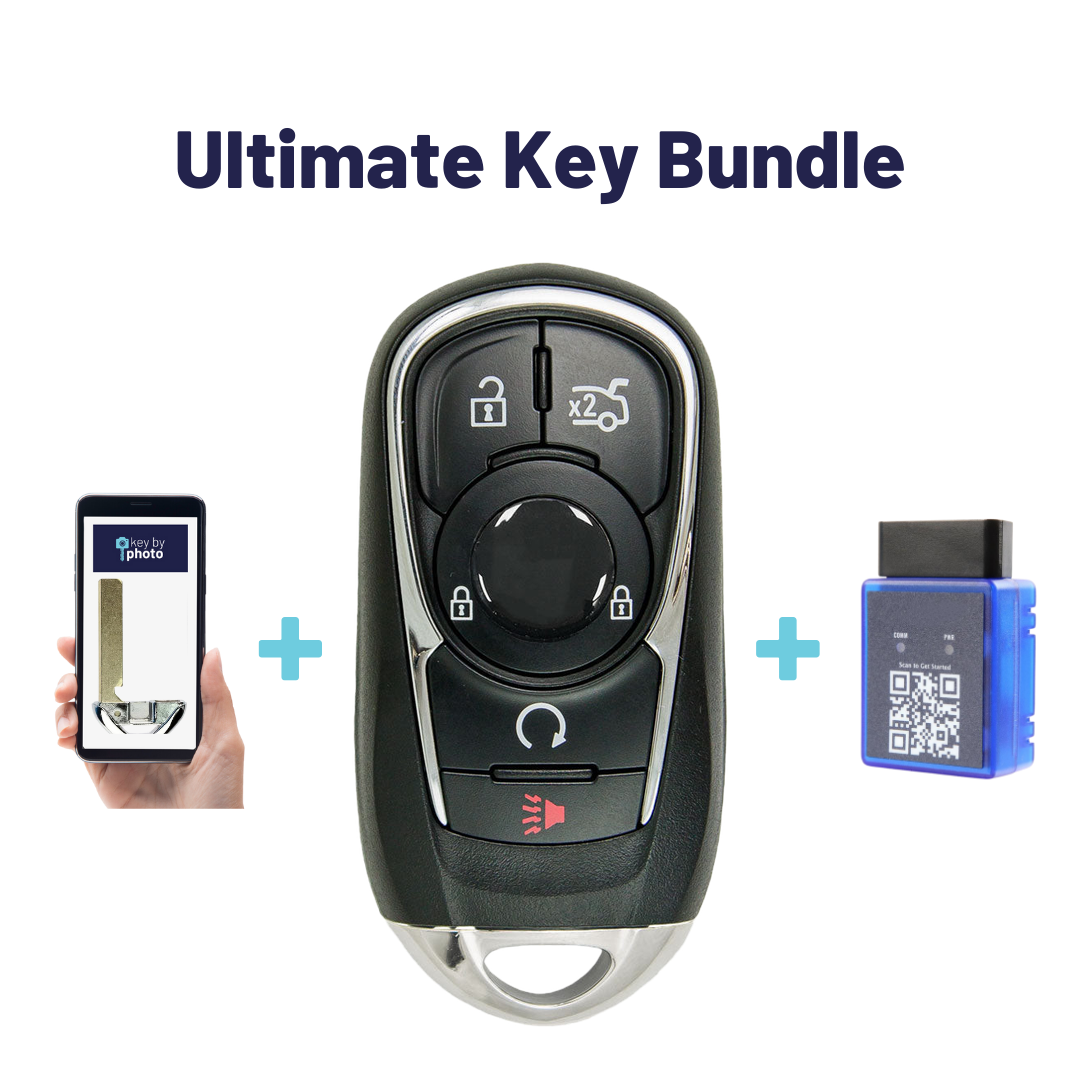 Ultimate Smart Key Bundle with Programming Tool, Refurbished 5-Button Smart Key Fob and Key By Photo for Select Buick Vehicles (BUISK-6B-857-K-UKB)