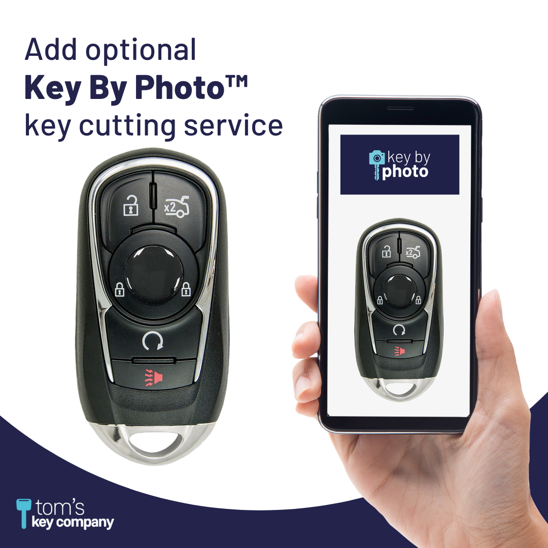 Brand New Aftermarket 5-Button Smart Key Fob with Lock, Unlock, Remote Start, Trunk, Panic for Select Buick Vehicles (BUISK-6B-857-K)