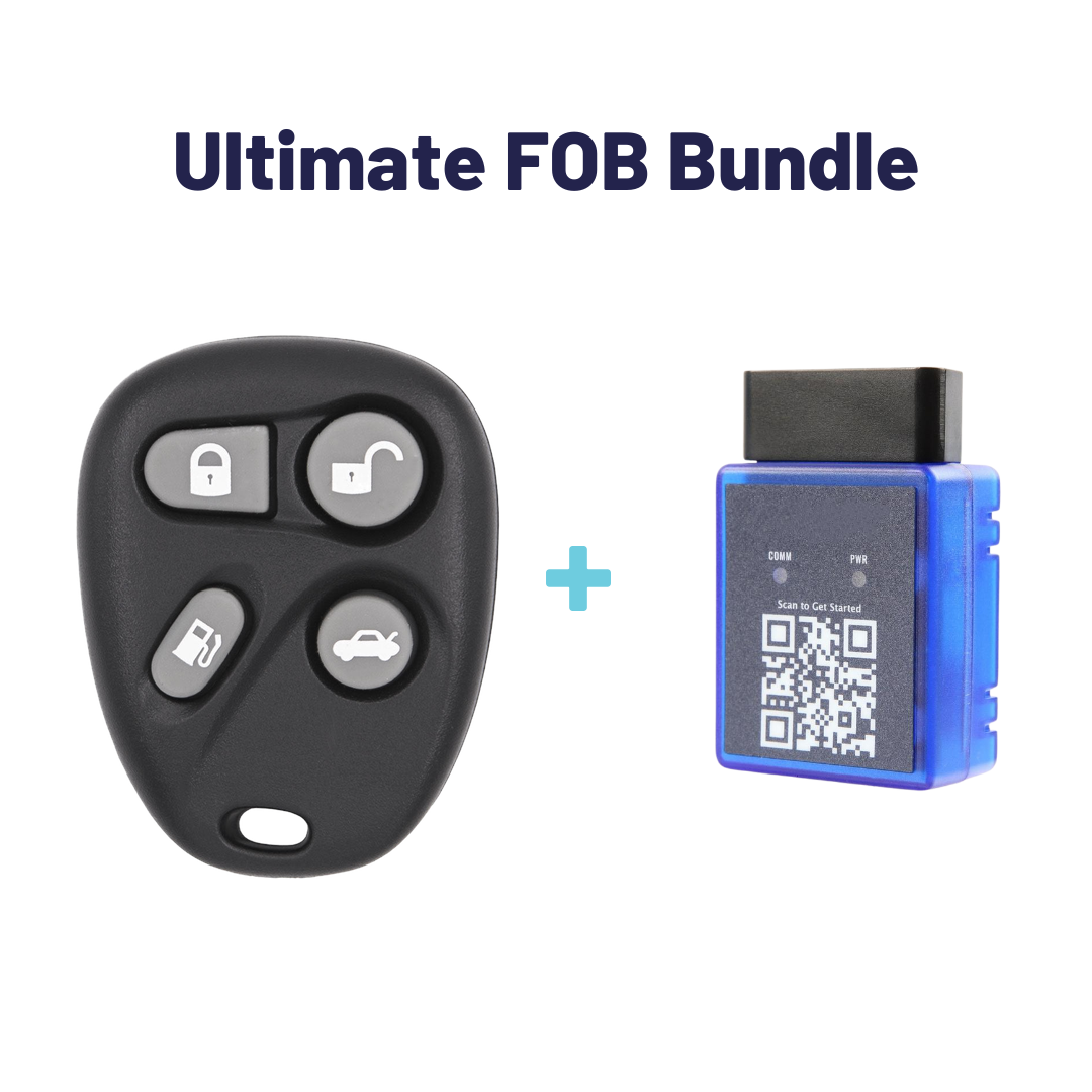 Ultimate Remote FOB Bundle with Programming Tool and Aftermarket 4 Button Remote FOB for Select Cadillac Vehicles (CADFOB-4B-105-K-UKB)