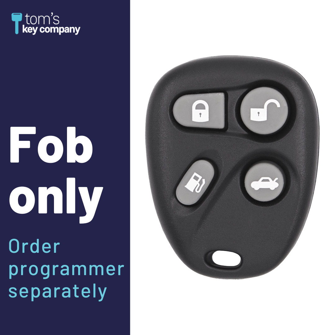 Brand New Aftermarket 4-Button Remote Fob with Lock, Unlock, Gas Cap, Trunk for Select Cadillac Vehicles (CADFOB-4B-105-K)