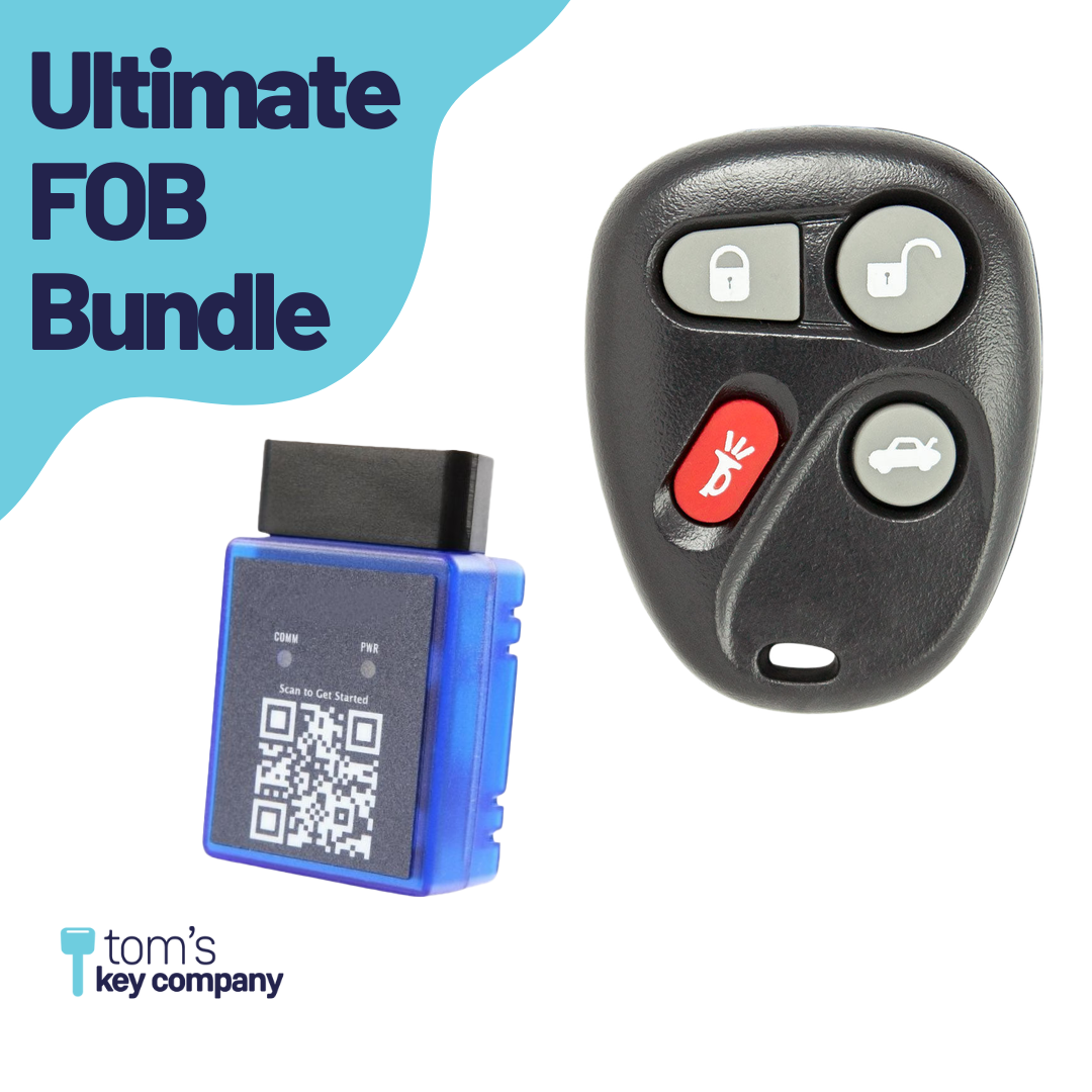 Ultimate Remote FOB Bundle with Programming Tool and Aftermarket 4 Button Remote FOB for Select Cadillac Vehicles (CADFOB-4B-114-K-UKB)
