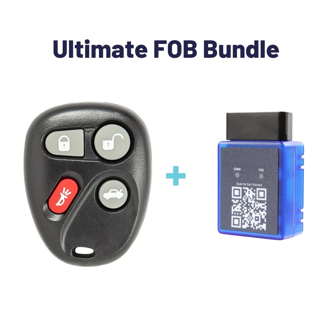 Ultimate Remote FOB Bundle with Programming Tool and Aftermarket 4 Button Remote FOB for Select Cadillac Vehicles (CADFOB-4B-114-K-UKB)