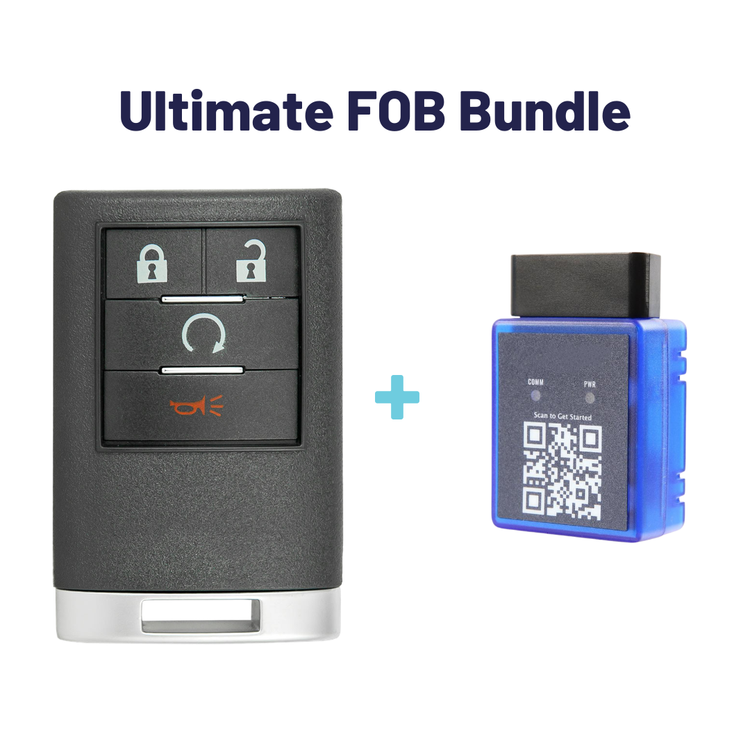 Ultimate Remote FOB Bundle with Programming Tool and Aftermarket 4 Button Remote FOB for Select Cadillac Vehicles (CADFOB-4B-147-K-UKB)