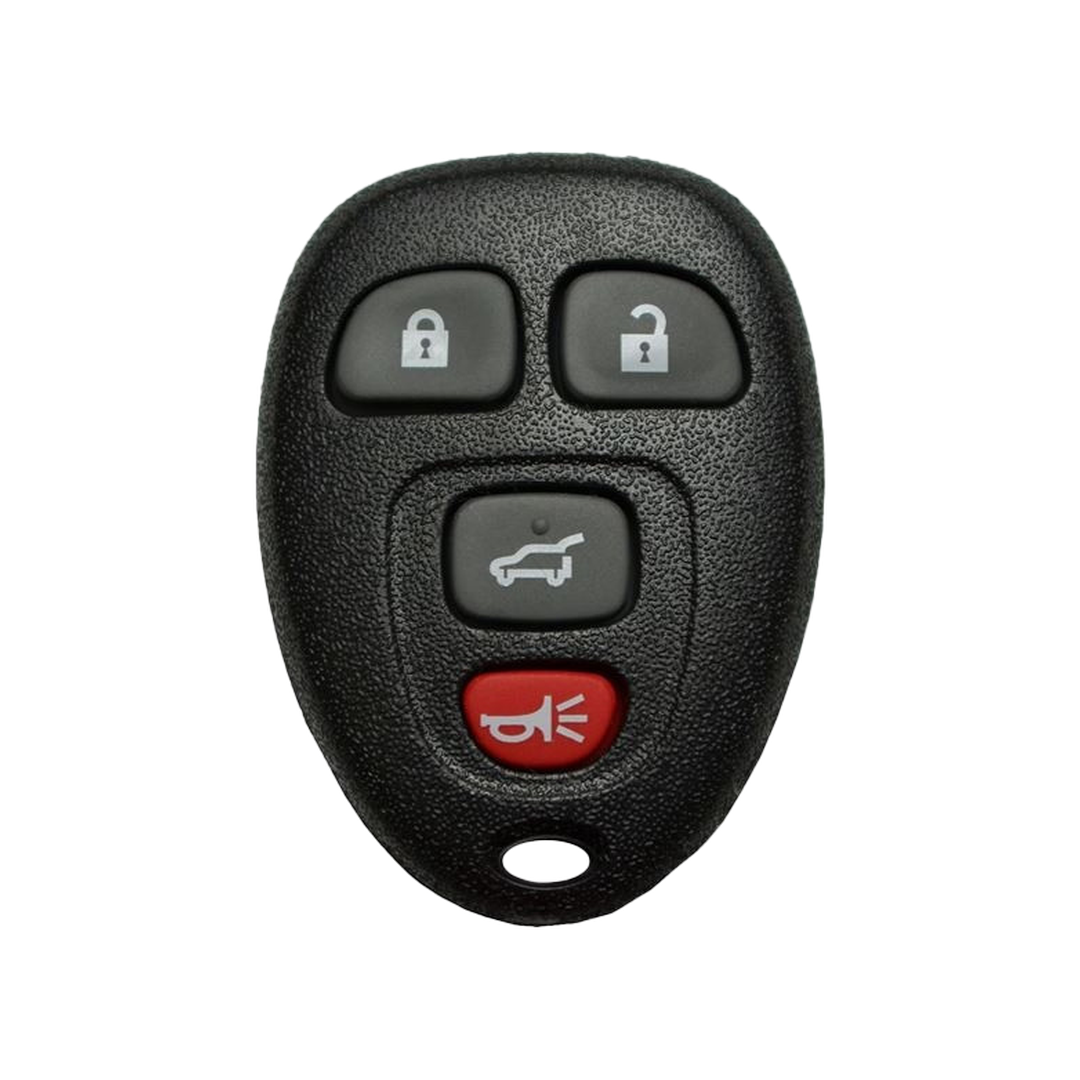 Brand New Aftermarket 4-Button Remote Fob with Lock, Unlock, Hatch, Panic for Select Cadillac Vehicles (CADFOB-4B-HR-635-RC-K)