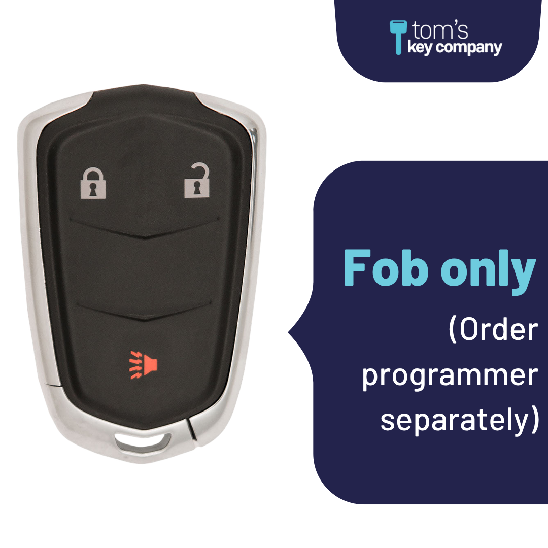 Brand New Aftermarket 3-Button Smart Key Fob with Lock, Unlock, Panic for Select Cadillac Vehicles (CADSK-3B-175-K)