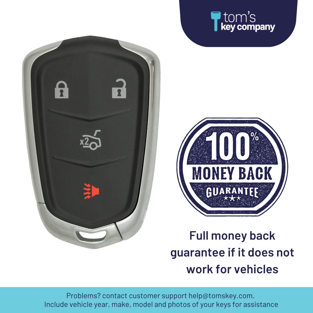 Ultimate Smart Key Bundle with Programming Tool, Refurbished 4-Button Smart Key Fob and Key By Photo for Select Cadillac Vehicles (CADSK-4B-172-K-UKB)