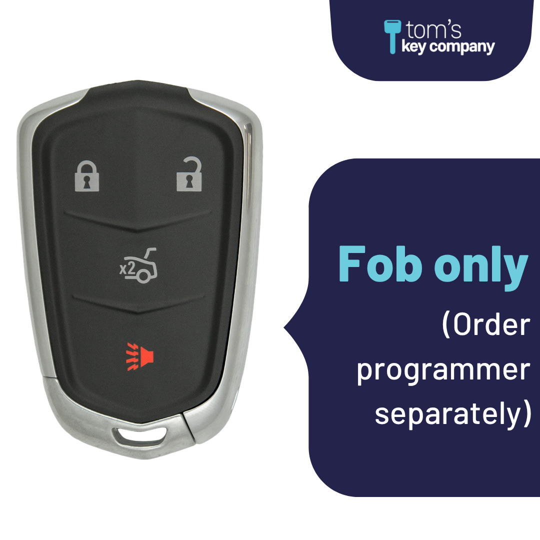 Brand New Aftermarket 4-Button Smart Key Fob with Lock, Unlock, Trunk, Panic for Select Cadillac Vehicles (CADSK-4B-172-K)