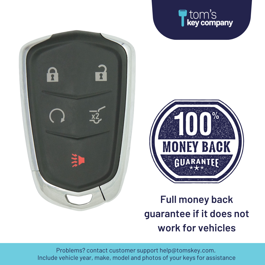 Ultimate Smart Key Bundle with Programming Tool, Aftermarket 5-Button Smart Key Fob and Key By Photo for Select Cadillac Vehicles (CADSK-5B-174-K-UKB)