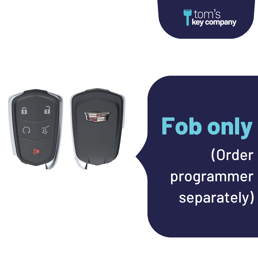 Like New Refurbished 5-Button Smart Key Fob with Lock, Unlock, Hatch, Remote Start, Panic for Select Cadillac Vehicles (CADSK-5B-HRRS-1185-REF-K)