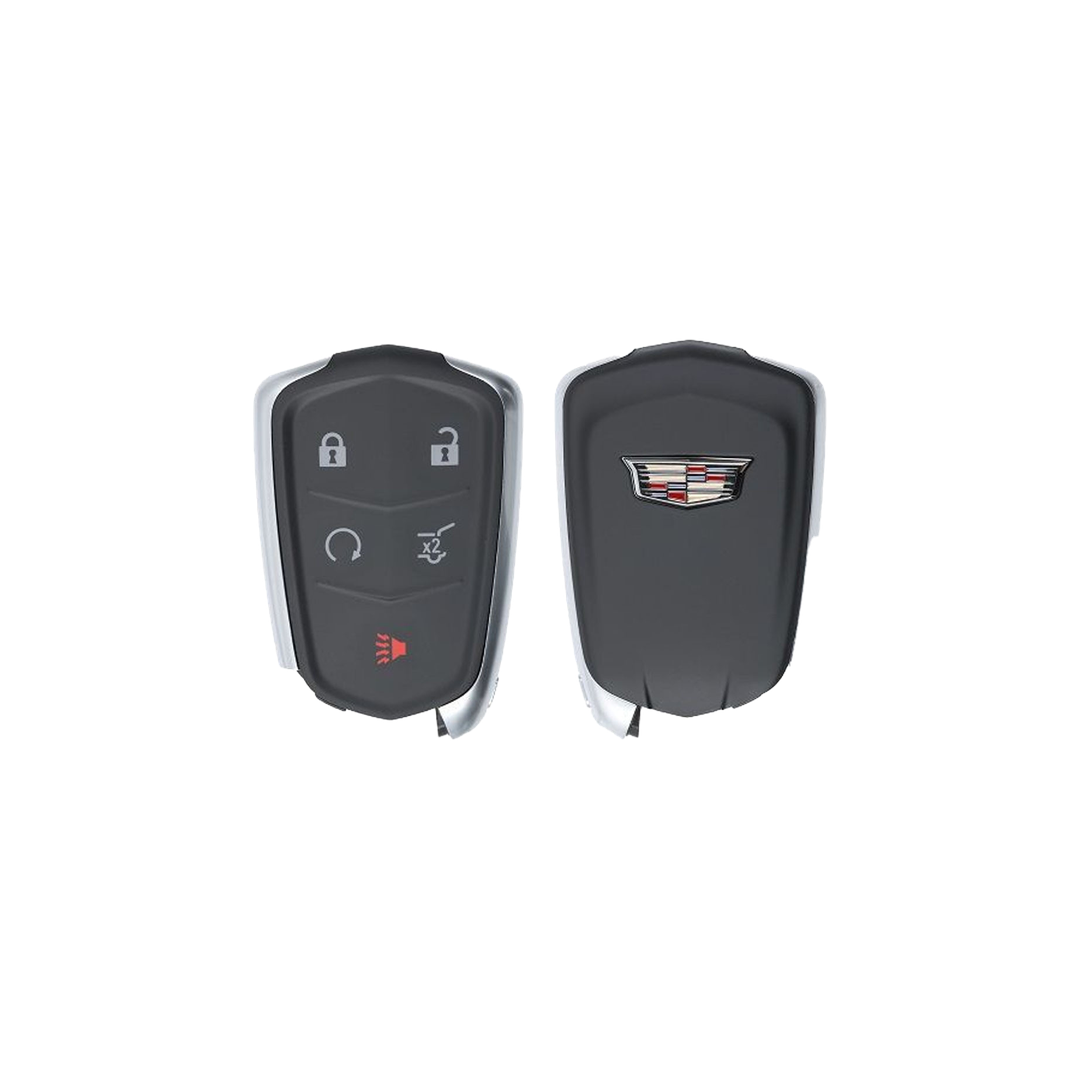 Like New Refurbished 5-Button Smart Key Fob with Lock, Unlock, Hatch, Remote Start, Panic for Select Cadillac Vehicles (CADSK-5B-HRRS-1185-REF-K)