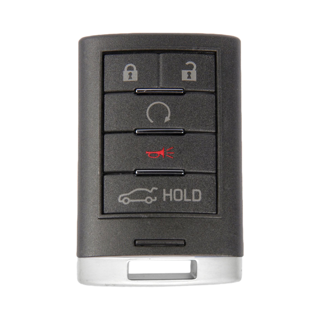Brand New Aftermarket 5-Button Smart Key Fob with Lock, Unlock, Remote Start, Trunk Hold, Panic for Select Cadillac Vehicles (CADSK-5B-RSTR-116-K)