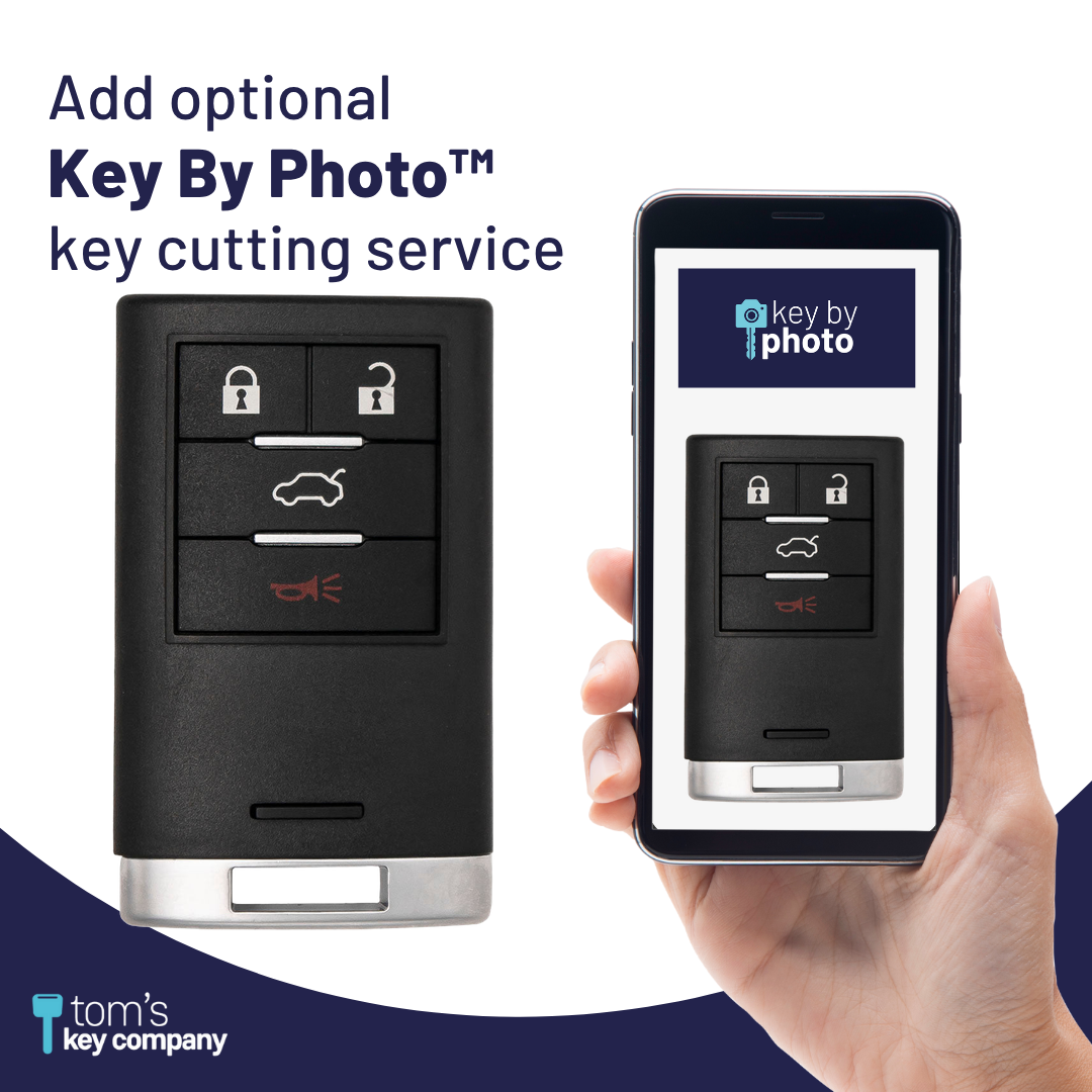 Brand New Aftermarket 4-Button Smart Key Fob with Lock, Unlock, Trunk, Panic for Select Cadillac Vehicles (CADSK- 4B-167-K)